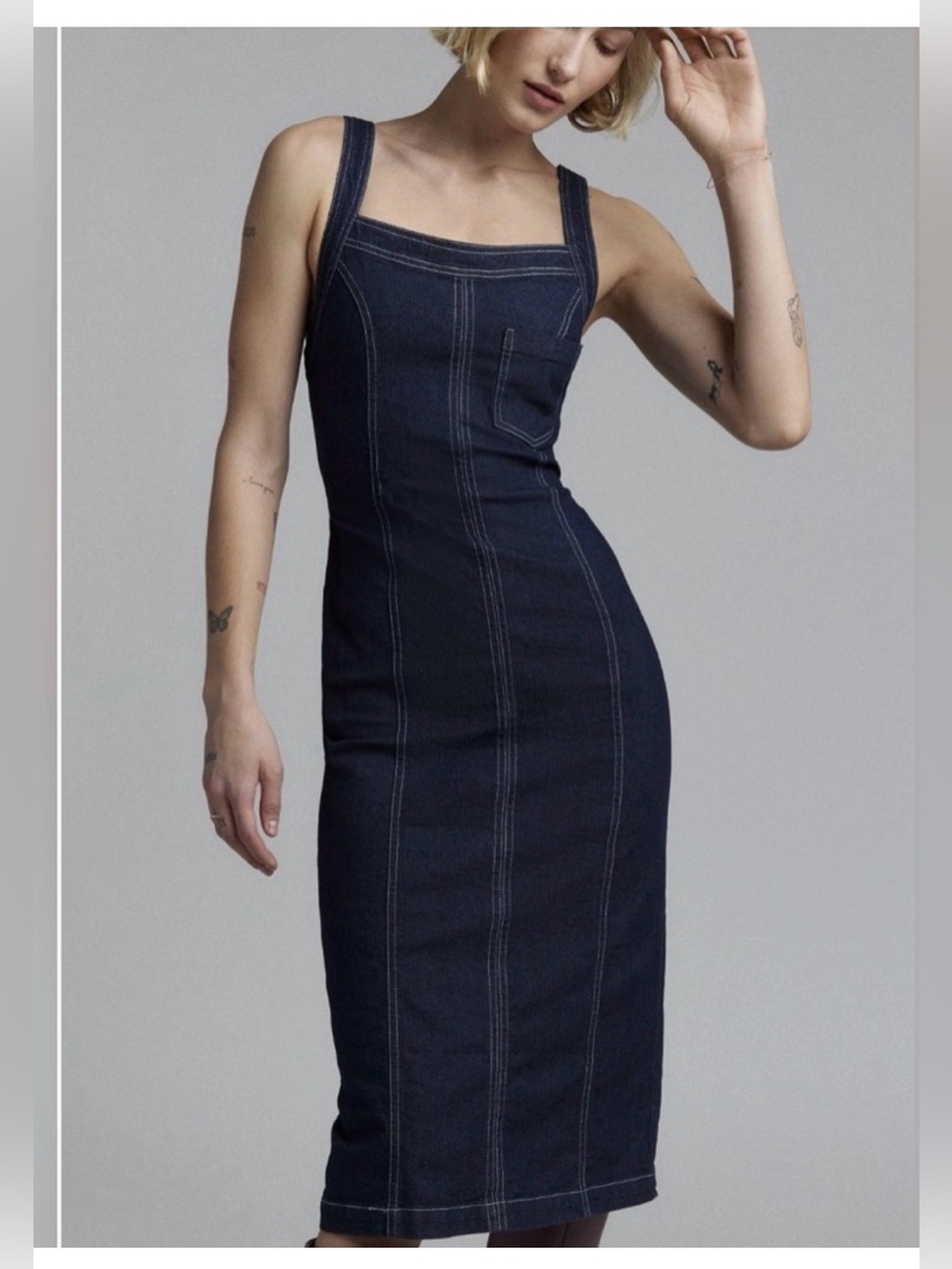 ⭐️NWT BDG Finley Square Neck Denim Midi Dress